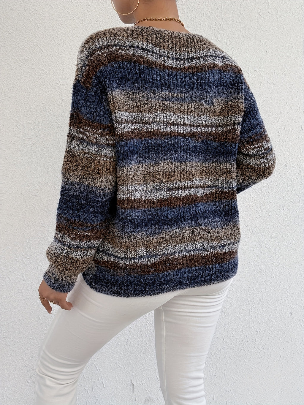 Multicolor Striped Fuzzy Knit Sweater