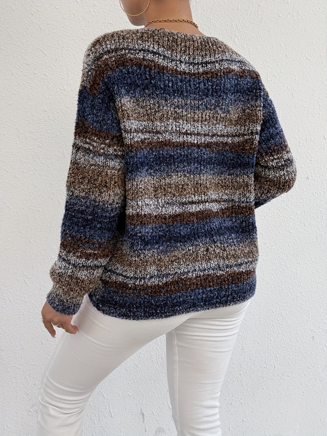 Multicolor Striped Fuzzy Knit Sweater