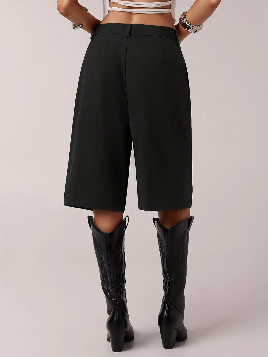 Dark Green Pleated Tailored Culottes