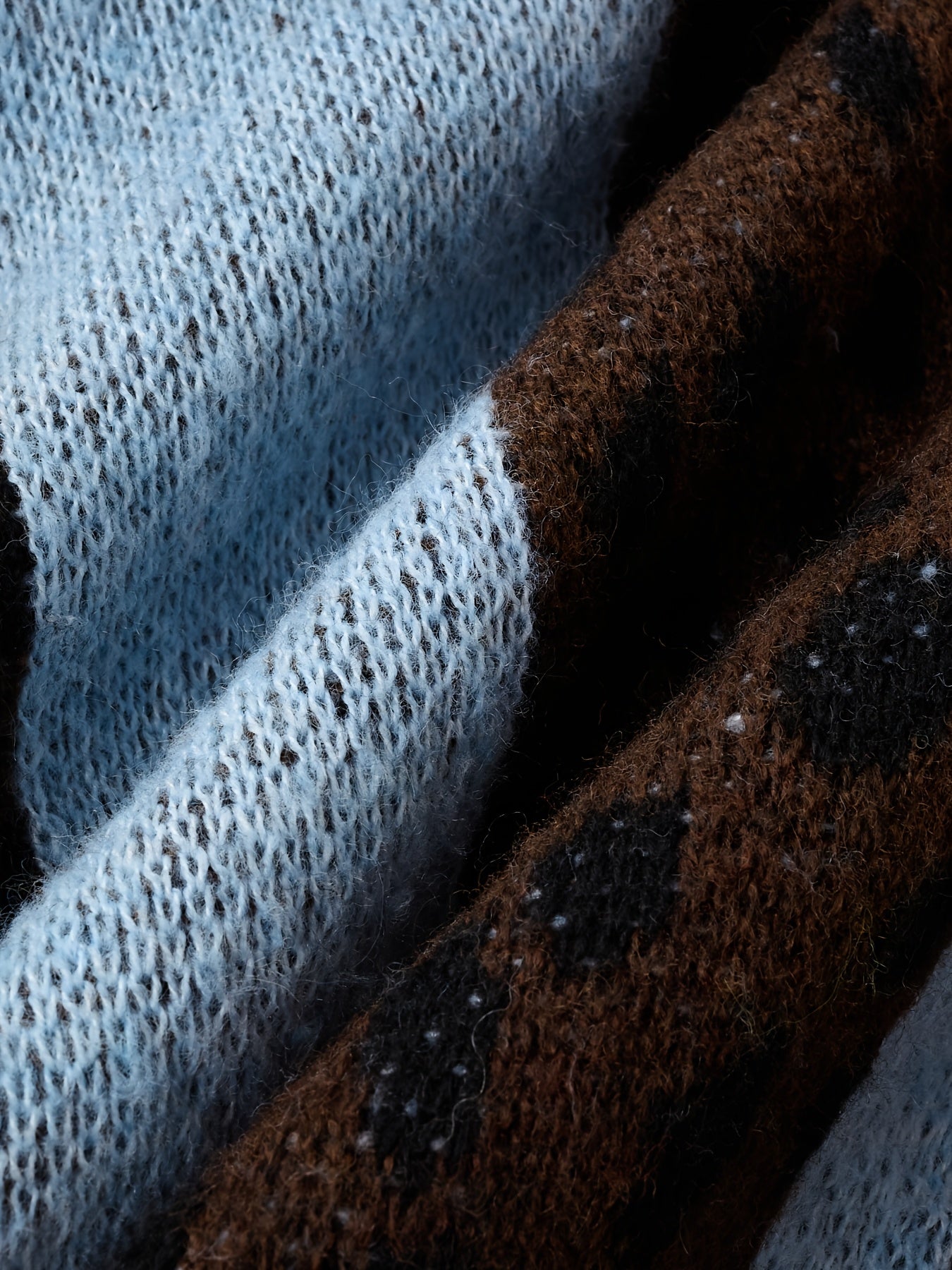 Brown & Light Blue Leopard Print Oversized Cardigan