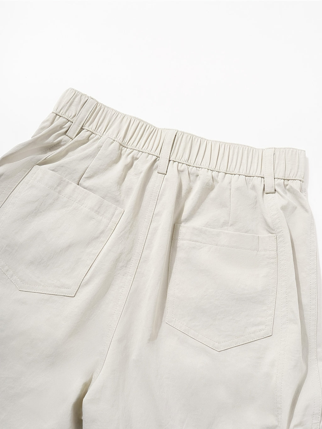 Cream Multi-Pocket Wide-Leg Cargo Pants